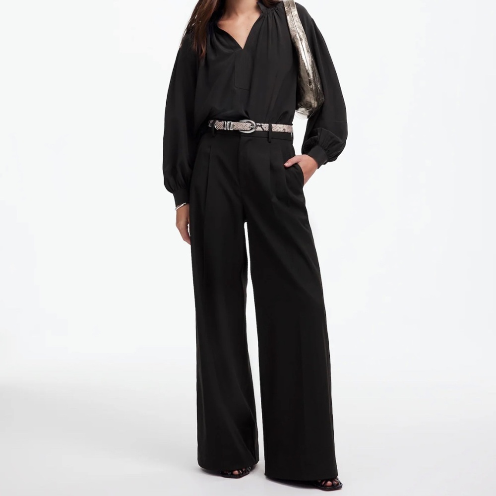 Madewell The Harlow Superwide Leg Trouser in Brushed Twill